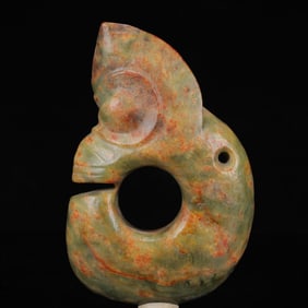 An Archaic Hongshan Culture Greenish Jade Pig and Dragon Ornament