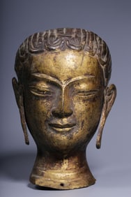 A Rare Gilt Bronze Guanyin's Head