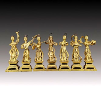 A Set of Fine Gilt Bronze Figure Ornament