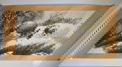 A Chinese Ink Painting of Animal on Paper
