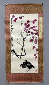 A Chinese Vertical Scroll Ink Painting of Flower and Bird on Paper