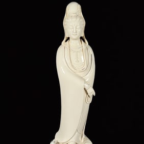 A Huge Blance-De-Chine Statue of Avalokitesvara