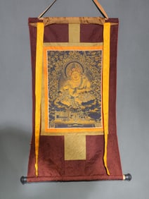 A Rare Brocade Painted Color Statue of Mammon Tangka