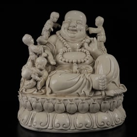 An Exquisite Blance-De-Chine Statue of Maitreya Buddha