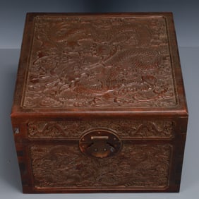 An Exquisite Boxwood Dragon Pattern Box