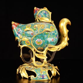 A Rare Cloisonne Bats and Peach Pattern Censer