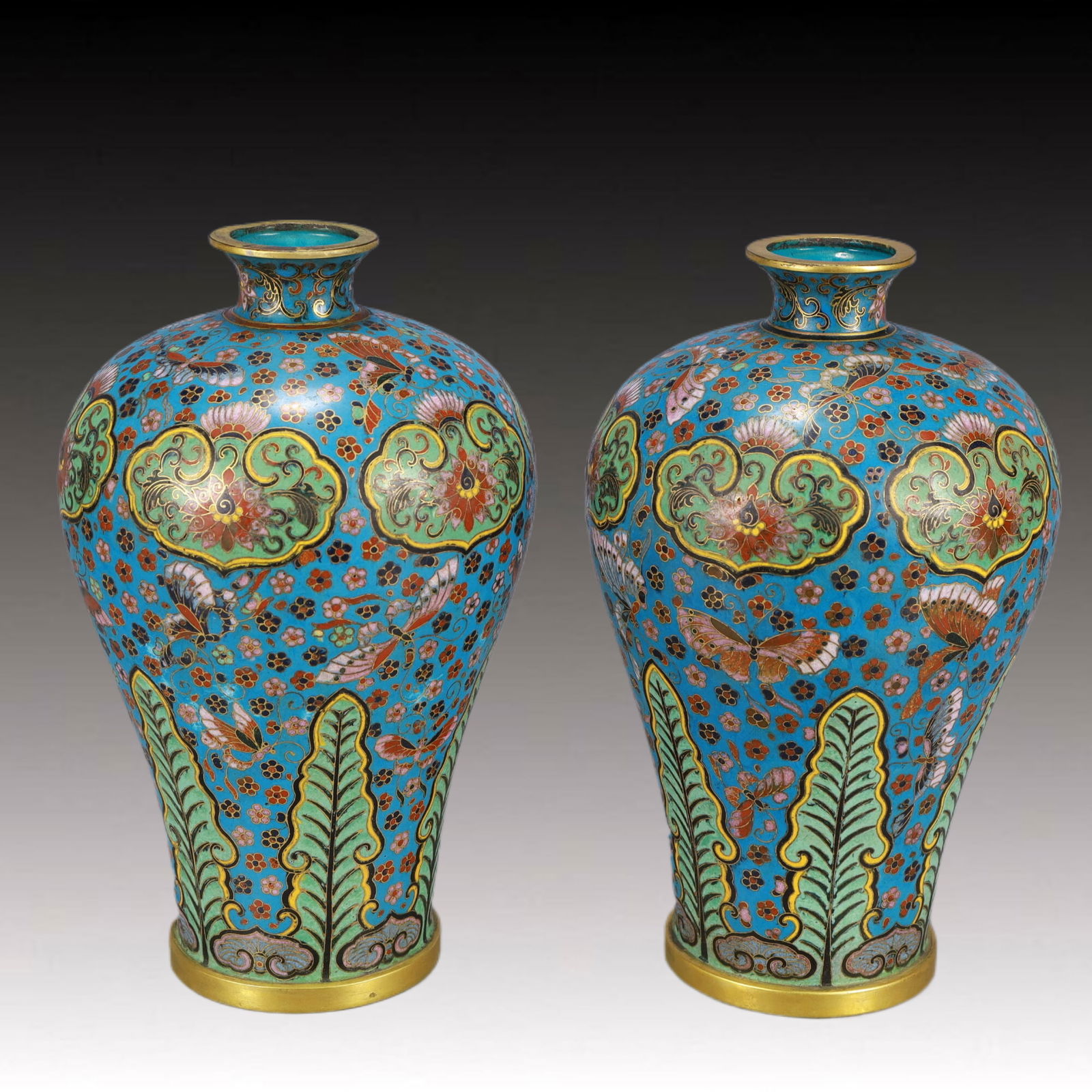 A Pair of Exquisite Cloisonne Flower and Butterfly Pattern Vases (1 of 11)