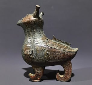 An Archaic Bronze Ancient Owl-Shaped Zun