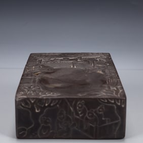 A Rare Figure Pattern Inkstone,With poem