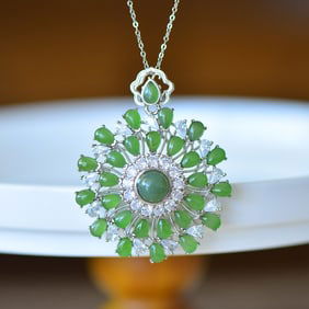 A Set of Fine Sterling Silver Inlaid Jasper Jewelry,Inlaid Diamond