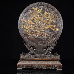 A Rare Gilt Bronze Flower Pattern Screen
