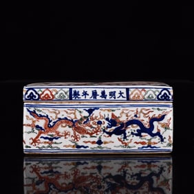 An Exquisite Doucai Dragon Pattern Box