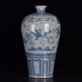 An Exquisite Blue and White Figure and Story Pattern Vase