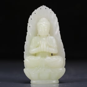 An Exquisite White Jade Sakyamuni Ornament