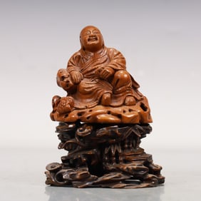 A Brilliant Bamboo Figure Of Liu Hai Frolicking With A Toad
