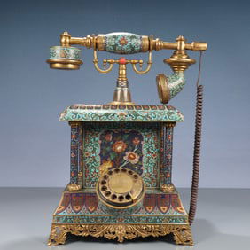 A Huge Cloisonne Lotus Pattern Telephone