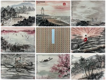 A Chinese Album Ink Painting of Landscape on Paper,Fu Baoshi