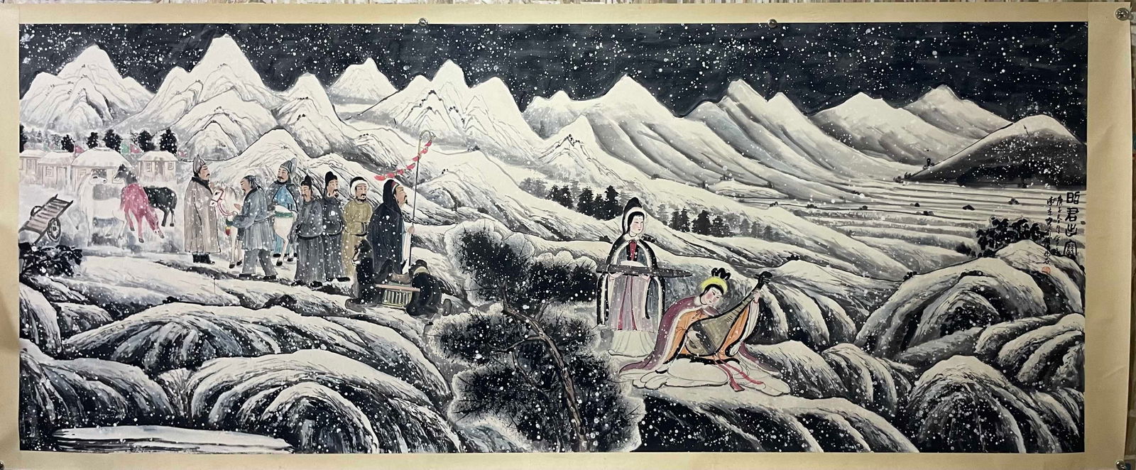 A Chinese Ink Painting of Character and Story on Paper: A Chinese Ink Painting of Character and Story on Paper,Fu Baoshi,Size:57.1inx141.7in 一幅中国水墨人物故事画,傅抱石