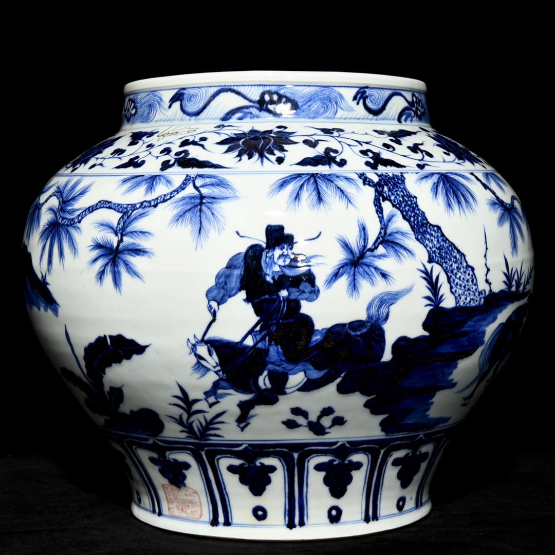 An Exquisite Blue and White Character and Story Pattern Jar (1 of 9)