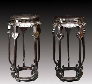 A Pair of Rare Zitanwood Flower Tables