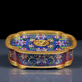 An Exquisite Cloisonne Lotus Pattern Box