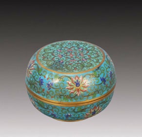 An Exquisite Cloisonne Lotus Pattern Cover Box