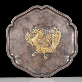 An exquisite silver gilt plate with auspicious animal patterns