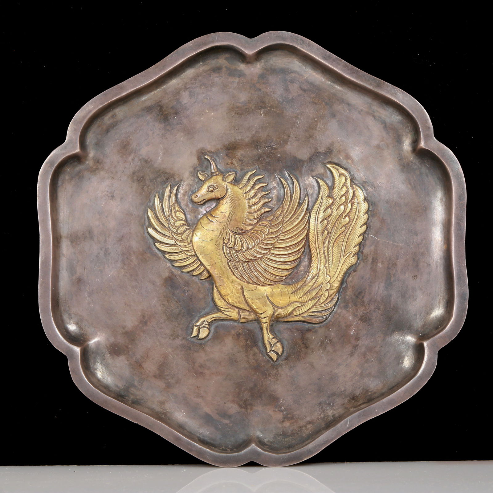 An exquisite silver gilt plate with auspicious animal patterns (1 of 5)