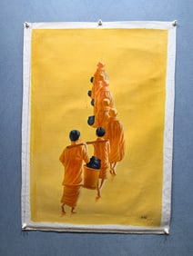 A Chinese Oil Painting of Figure  on Silk