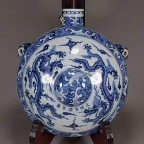 An Exquisite Blue and White Seawater Dragon Pattern pot