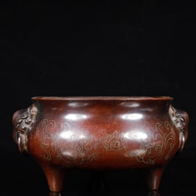 A Rare Bronze Chi-Dragon Pattern Elephant-Ears Censer