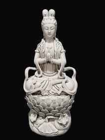 A Huge Blance-De-Chine Statue of Avalokitesvara