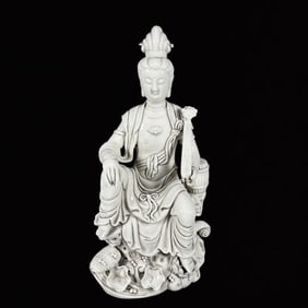 A Huge Blance-De-Chine Statue of Avalokitesvara
