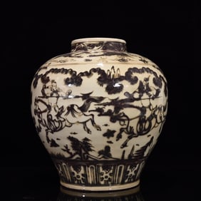 A Rare Underglaze-Red Character and Story Pattern Jar
