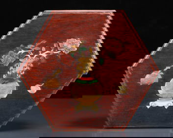 An Exquisite Huanghuali Wood Inlaid Gems Flower Pattern Box