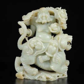 An Exquisite White Jade Arhat Ornament