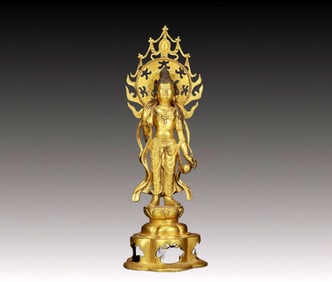 A Huge Gilt Bronze Statue of Avalokitesvara