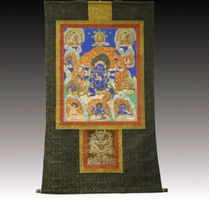 A Rare Brocade Painted Color Statue of Vajra Tangka