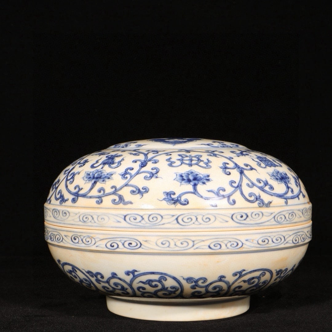 An Exquisite Blue and White Eight Treasures Pattern Box (1 of 9)