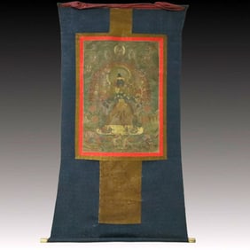 A Rare Brocade Painted Color Statue of Vajra Tangka