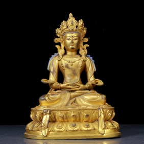 A Solemn Gilt Bronze Statue of Amitayus