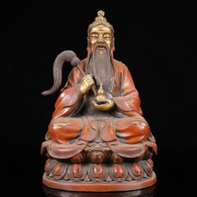 A Solemn Gilt Bronze Statue of Laozi
