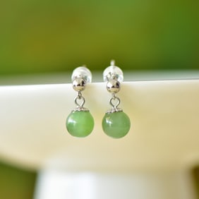 A Pair of Exquisite Sterling Silver Inlaid Jasper Earrings