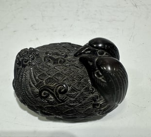 An Exquisite Zitanwood Mandarin Duck Ornament