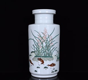 A Rare Famille-Rose Flower and Bird Pattern Vase
