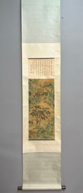 A Chinese Vertical Scroll Ink Painting of Landscape and Figure on Paper,Wen Zhengming