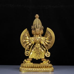 A Solemn Gilt Bronze Statue of Gdugs Kar