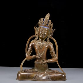 A Solemn Bronze Statue of Bodhisattva