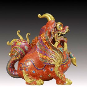 A Huge Cloisonne Auspicious Beast Ornament