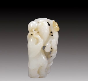 An Exquisite White Jade Statue of Longevity